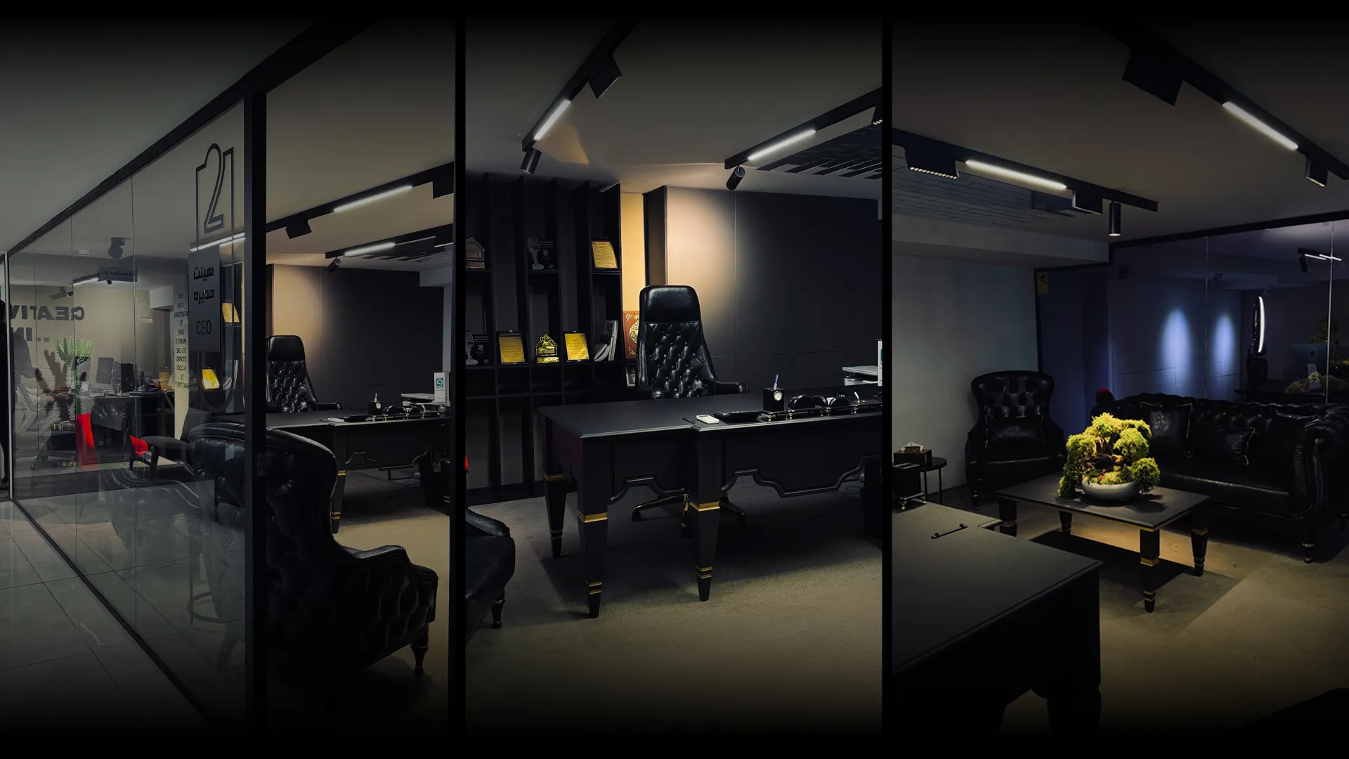 نمایی از یک ویلای مدرن در غروب آفتاب